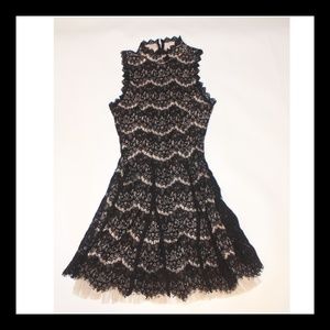 Francesca’s Black Fit Flare Lace Dress